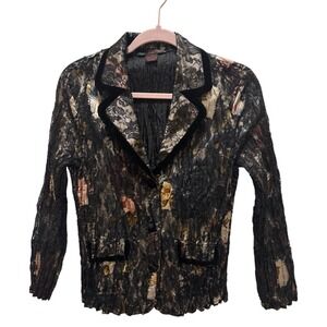 VTG Y2K Blazer Jacket Lace Velvet Floral‎ Preppy Fairy Office Dressy Goth Medium